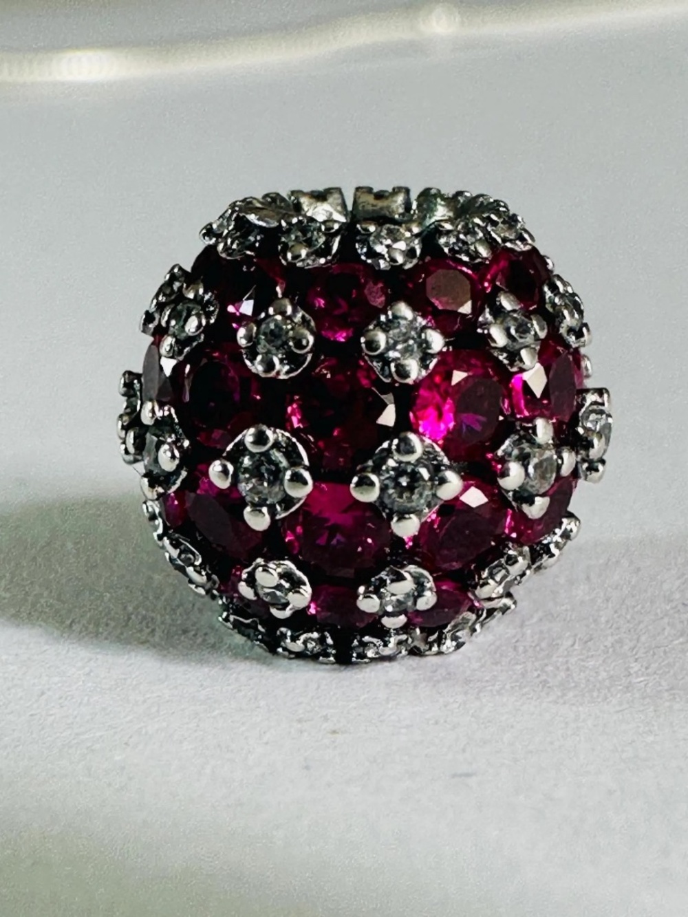 NEW Authentic Sparkling Pavé Round Pink-Red Charm For Pandora Bracelet - Picture 11 of 16